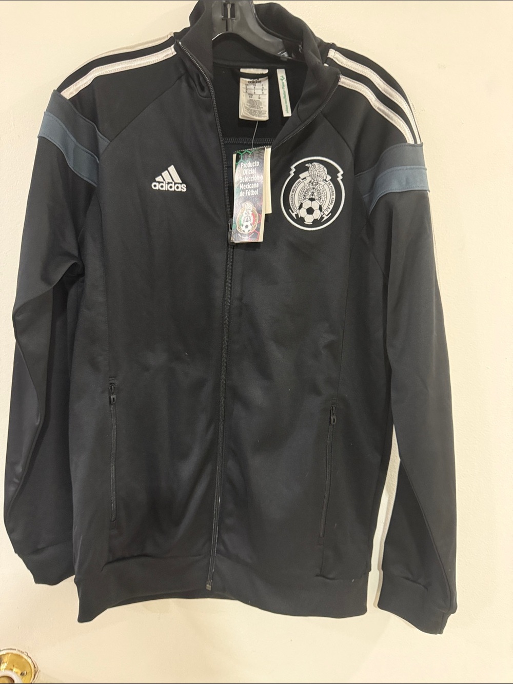 Auth adidas Mexico Black and Gray Mexico Crest Track Jacket